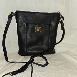 Ralph Lauren LAUREN Black Pebbled Leather Crossbody Body Note Flaw
